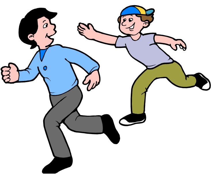 Children playing tag.