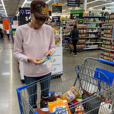 Client shops for essentials